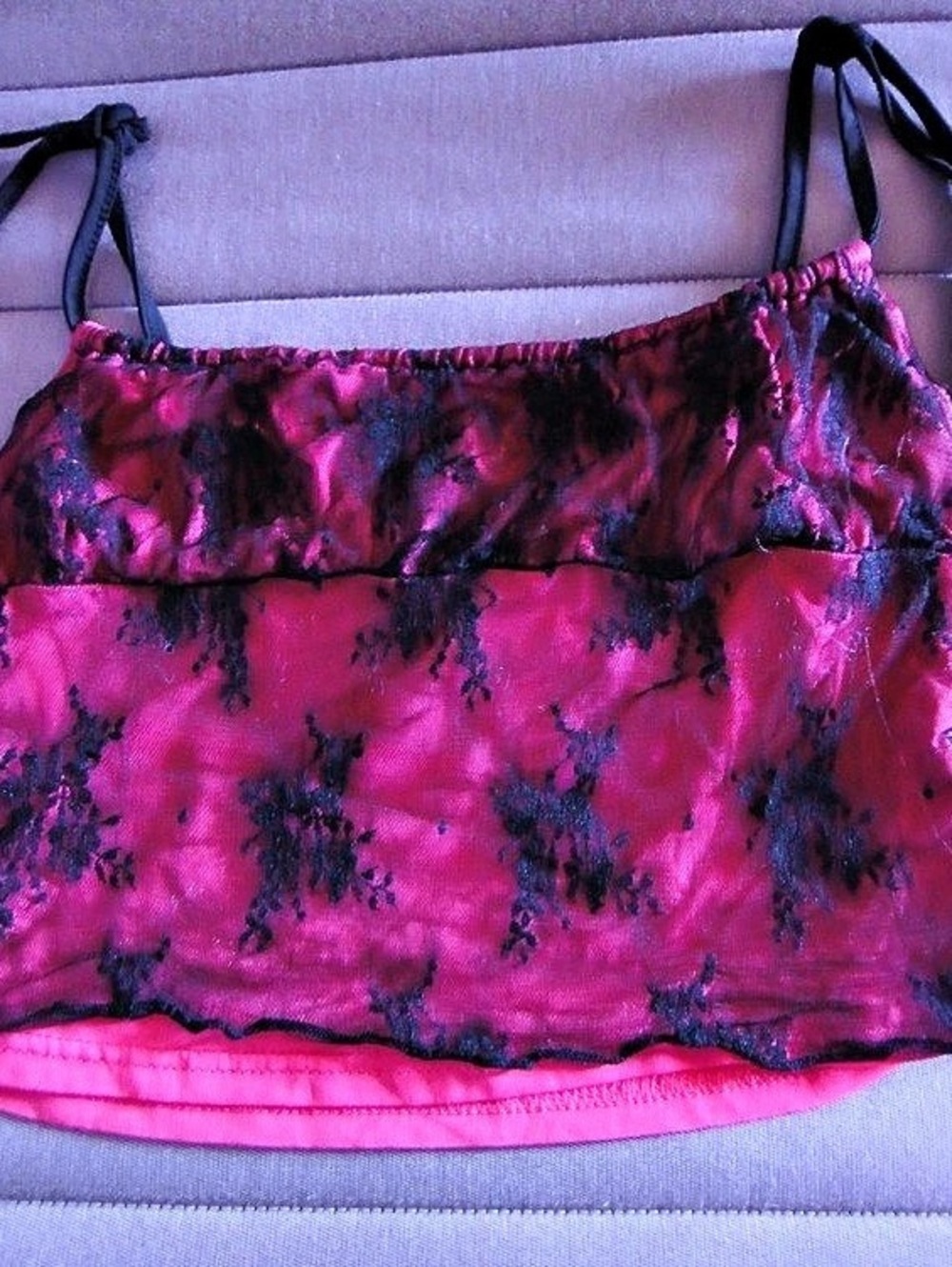Lace Trim Camisole in Pink & Black